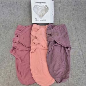 7-14lbs Easy Swaddle Blankets by Comfy Cubs - Blush, Mauve, Mulberry, Pack of 3